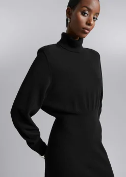 Online Midi-Kjole Med Rullekrave Kvinder Kjoler