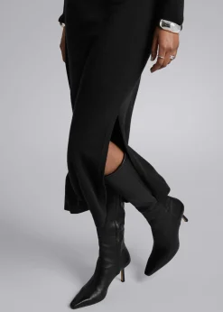 Online Midi-Kjole Med Rullekrave Kvinder Kjoler