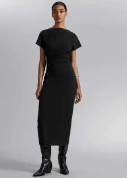 Cheap Midikjole Med Rynket Skulderdetalje Kvinder Kjoler