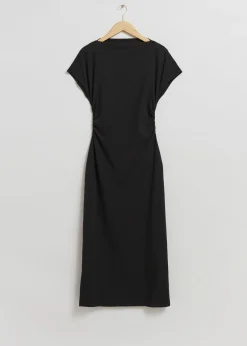 Cheap Midikjole Med Rynket Skulderdetalje Kvinder Kjoler