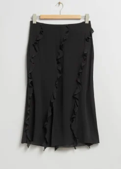 Outlet Midi-Nederdel Med Flaeser Kvinder Nederdele