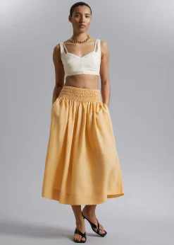 Cheap Midi-Nederdel Med Smock-Talje Kvinder Nederdele