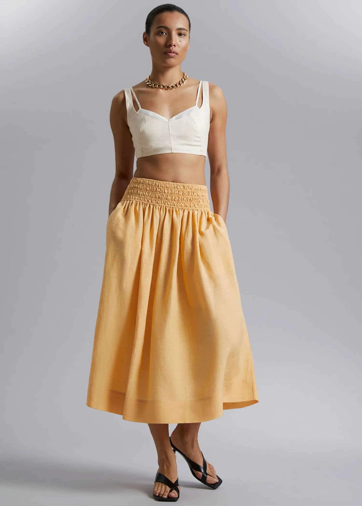 Cheap Midi-Nederdel Med Smock-Talje Kvinder Nederdele