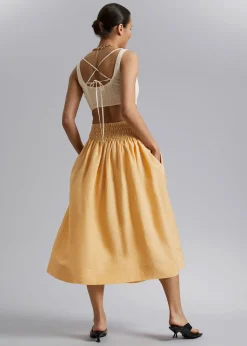 Cheap Midi-Nederdel Med Smock-Talje Kvinder Nederdele