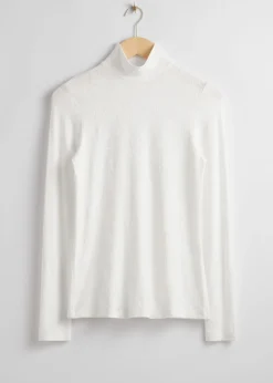 Outlet Mock Neck Jacquard Top Kvinder Toppe
