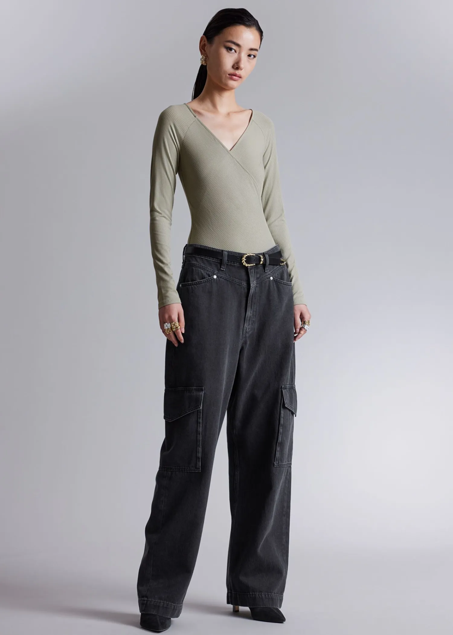 Store Off-Soulder Wrap Bodysuit Kvinder Toppe