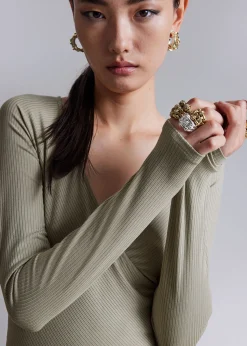 Store Off-Soulder Wrap Bodysuit Kvinder Toppe