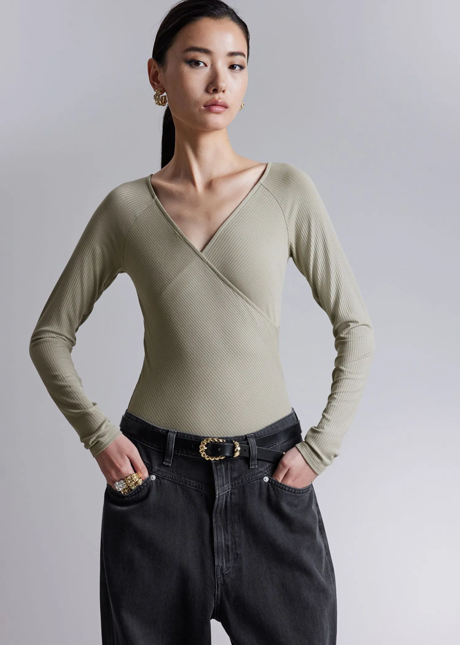 Store Off-Soulder Wrap Bodysuit Kvinder Toppe