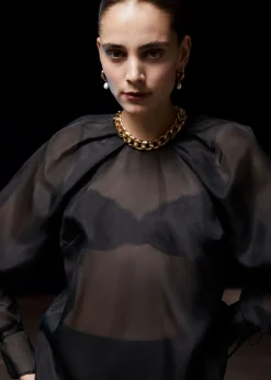 Best Organza Bluse I Gennemsigtig Silke Kvinder Bluser Og Skjorter