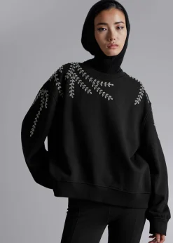 Cheap Oversized Beaded Sweatshirt Kvinder Toppe