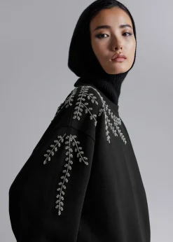 Cheap Oversized Beaded Sweatshirt Kvinder Toppe