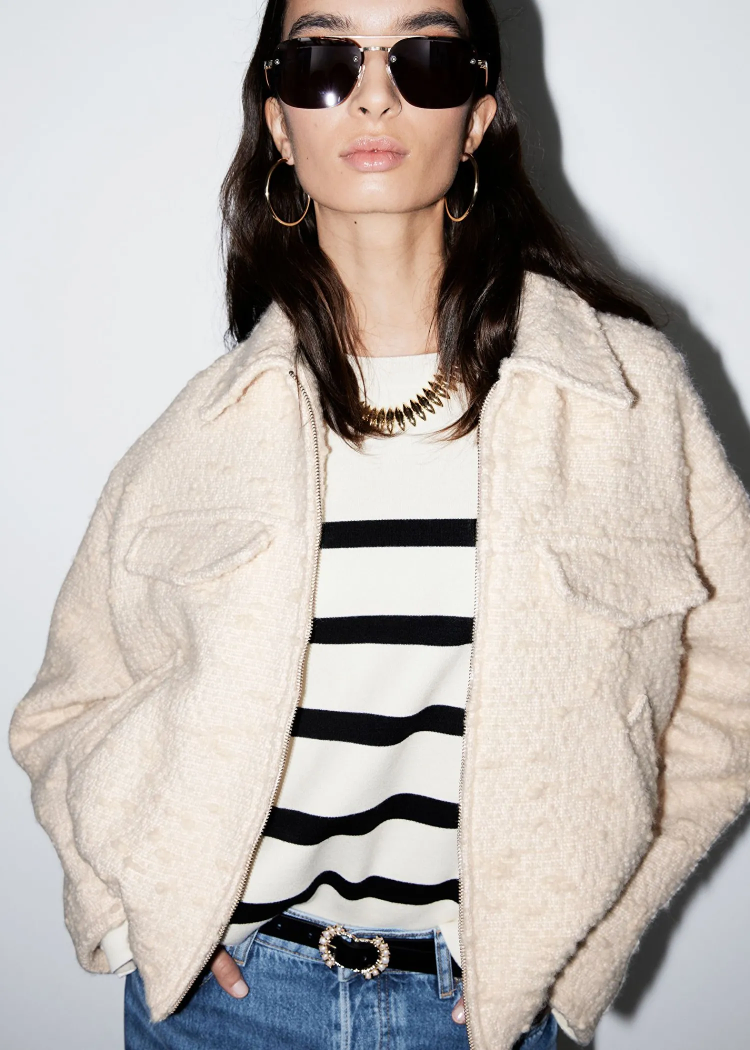 Sale Oversized Jakke Med Lynlas Kvinder Frakker & Jakker