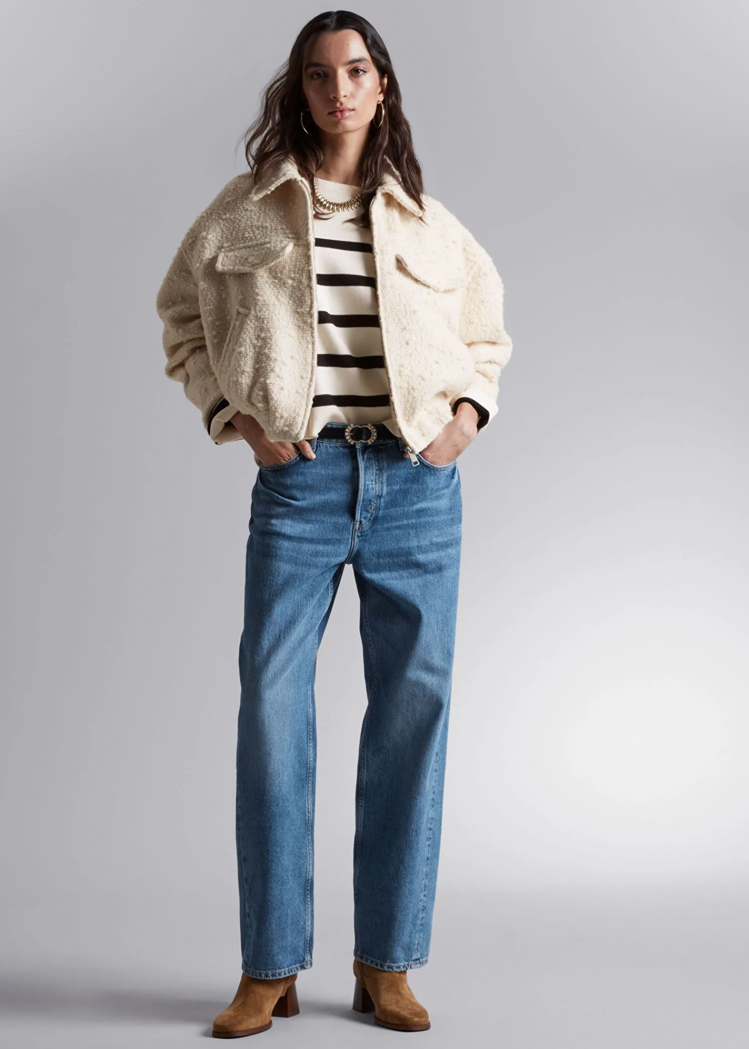 Sale Oversized Jakke Med Lynlas Kvinder Frakker & Jakker