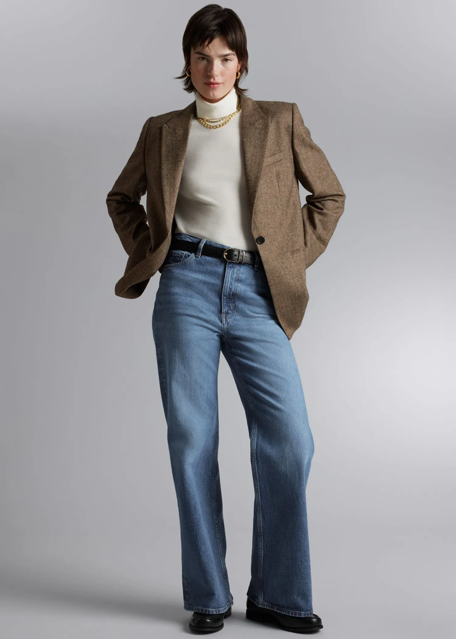 Hot Oversized Pinstripe Blazer Kvinder Sæt Og Dragter