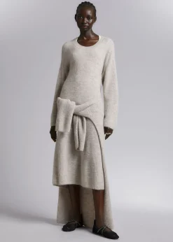 Discount Oversized Strik Midikjole Kvinder Kjoler