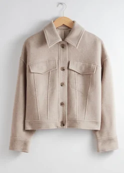 Sale Oversized Uld-Blandingsjakke Kvinder Frakker & Jakker