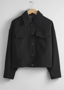 Sale Oversized Uld-Blandingsjakke Kvinder Frakker & Jakker