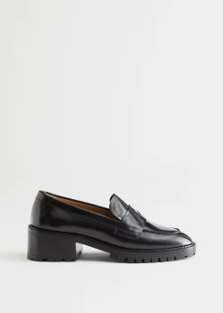 Hot Penny Loafers I Laeder Med Haele Kvinder Lejligheder