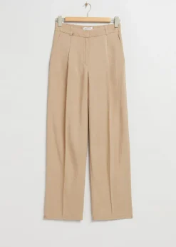 Cheap Plisserede Bukser Med Lige Ben Kvinder Bukser