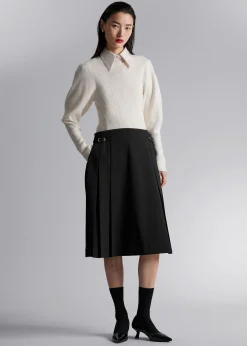 Store Plisseret Midi-Nederdel Kvinder Nederdele