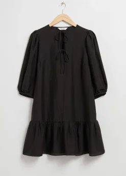 Clearance Puffaermet Kjole Med Los Pasform Kvinder Kjoler