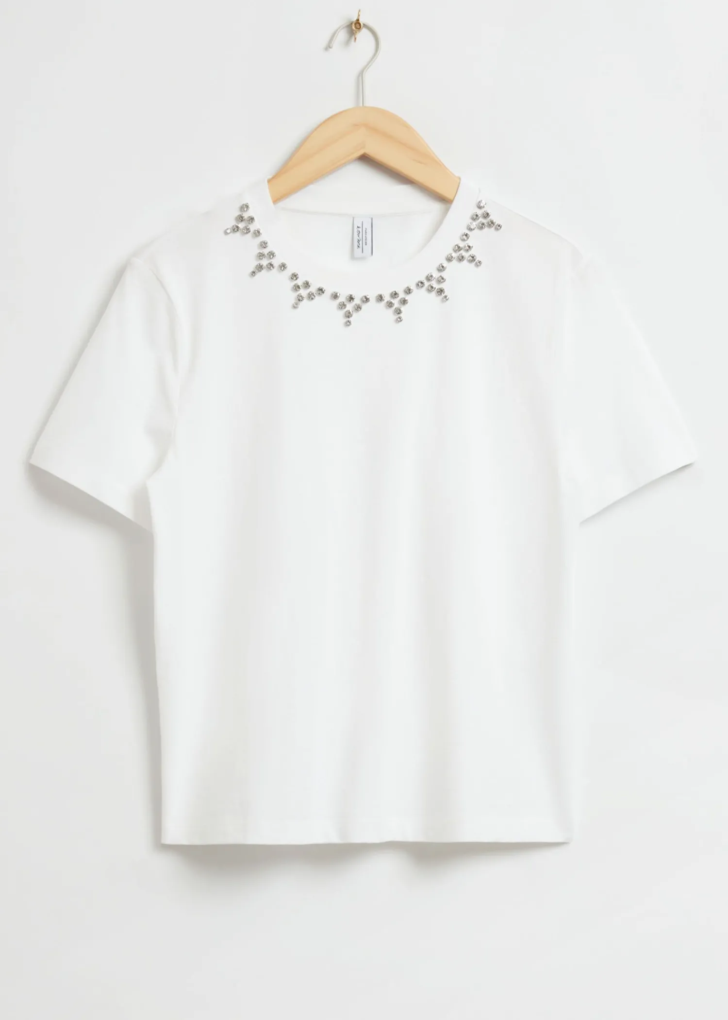Online Rhinestone-Udsmykket T-Shirt Kvinder Toppe