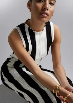 Cheap Ribbet Midikjole Kvinder Kjoler