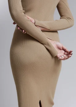 Shop Ribbet Slim Midikjole Kvinder Kjoler