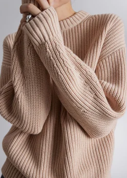 Clearance Ribbet Striktroje Kvinder Strik