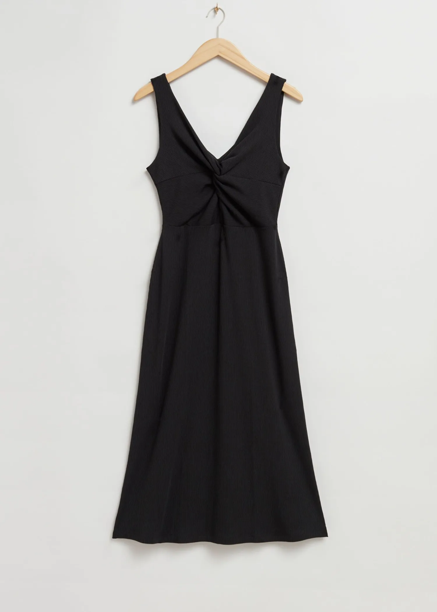 Cheap Ribbet Twist-Front Midikjole Kvinder Kjoler