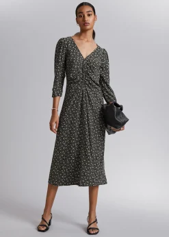 Fashion Rynket Frontkjole Kvinder Kjoler