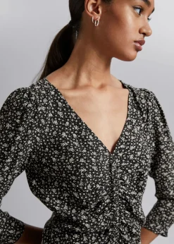 Fashion Rynket Frontkjole Kvinder Kjoler