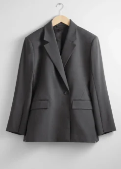 New Skraeddersyet Blazer Med Bred Skulder Kvinder Sæt Og Dragter