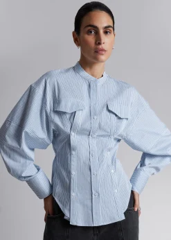 Outlet Skulpturskjorte Med Knapdetaljer Kvinder Denim