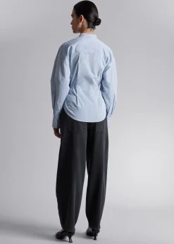 Outlet Skulpturskjorte Med Knapdetaljer Kvinder Denim