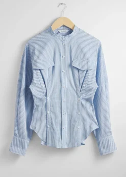 Outlet Skulpturskjorte Med Knapdetaljer Kvinder Denim