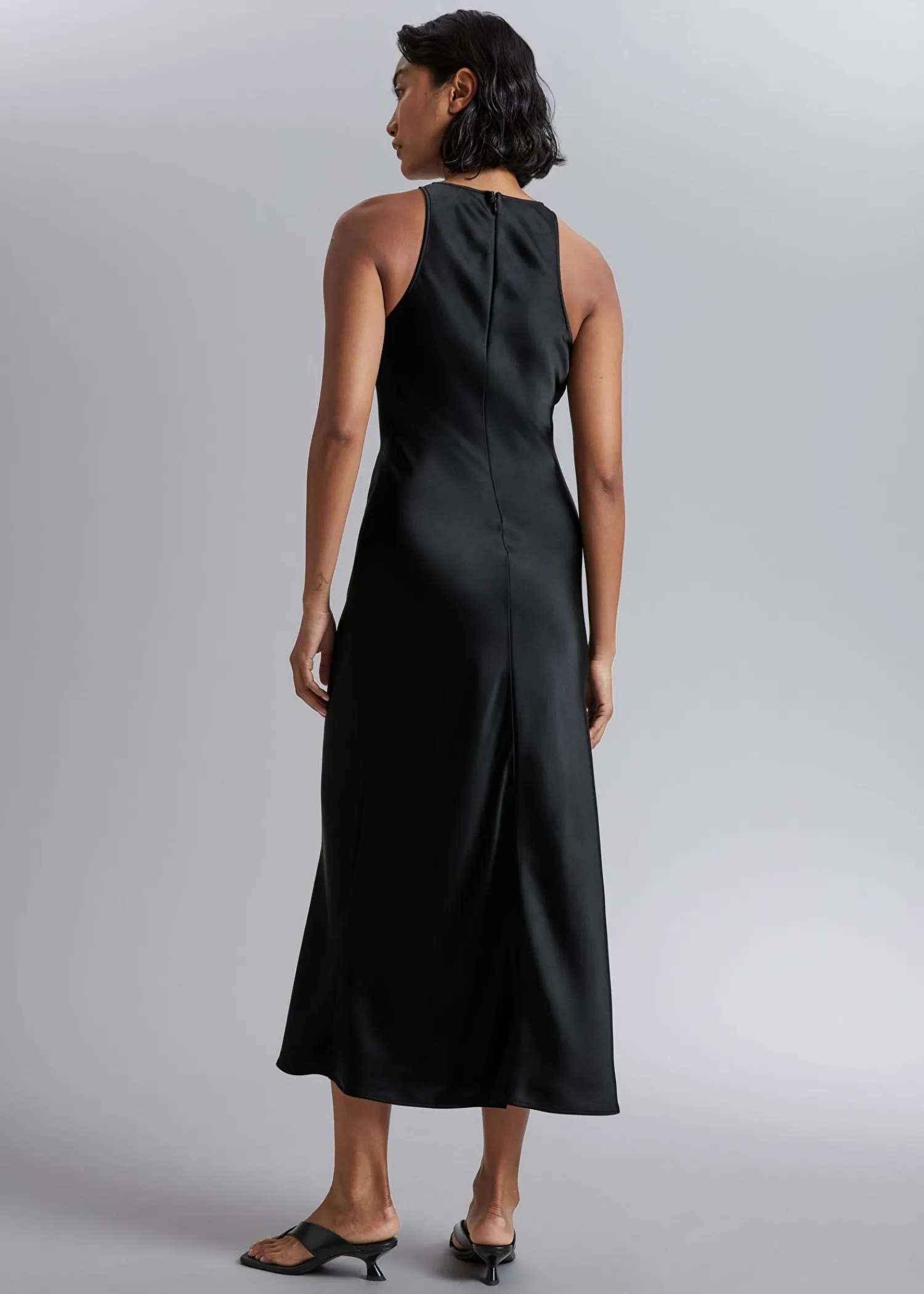 Online Slank Satin Midikjole Kvinder Kjoler