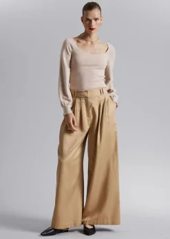 Discount Slim-Fit Blod Strik Top Kvinder Toppe