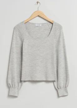 Cheap Slim-Fit Blod Strik Top Kvinder Toppe