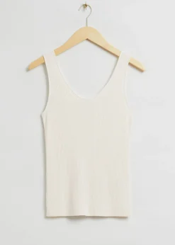 Sale Slim-Fit Ribbet Silke Blend Top Kvinder Toppe