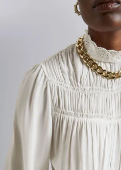 Cheap Smocket Bluse Kvinder Bluser Og Skjorter