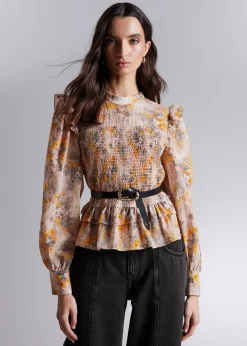 Store Smocket Flaesebluse Kvinder Bluser Og Skjorter