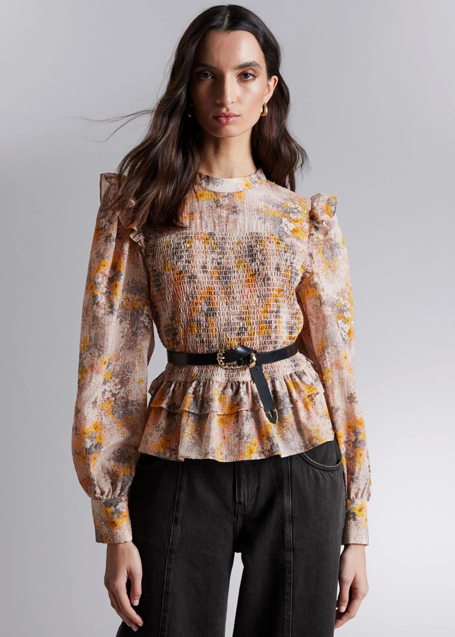 Store Smocket Flaesebluse Kvinder Bluser Og Skjorter