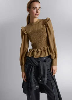 Shop Smocket Flaesebluse Kvinder Bluser Og Skjorter