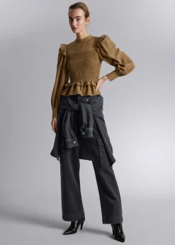 Shop Smocket Flaesebluse Kvinder Bluser Og Skjorter