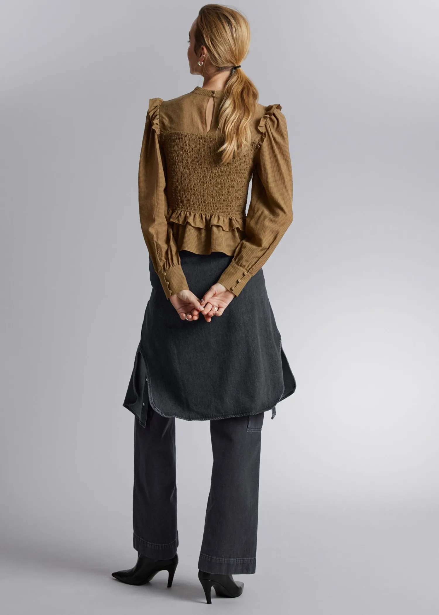 Shop Smocket Flaesebluse Kvinder Bluser Og Skjorter