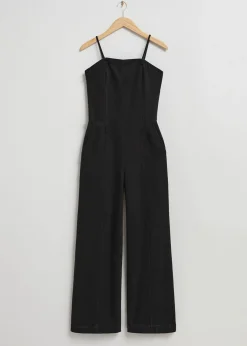 Best Strappy Denim Jumpsuit Kvinder Denim