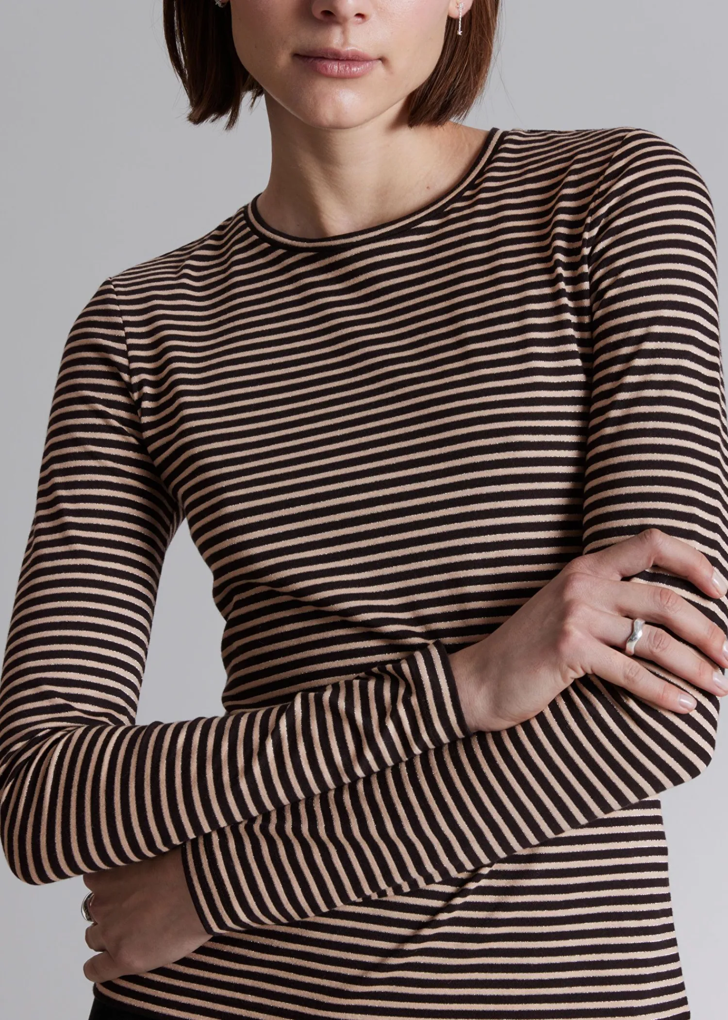 Online Stribet Glitter Top Kvinder Toppe