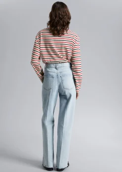 Shop Stribet Jersey Top Kvinder Toppe