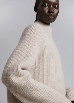 Sale Strikket Mock Neck Jumper Kvinder Strik